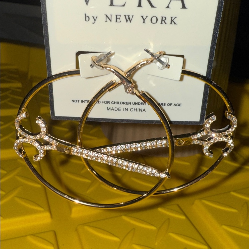 🆕✂️💛VERA: GOLD Scissors Rhinestone Hoops